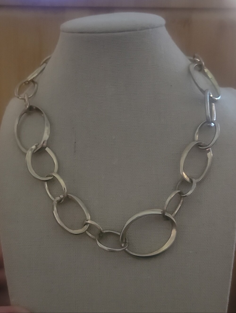 Vintage Robert Rose Silver Link Statement Necklace - Women's Jewelry